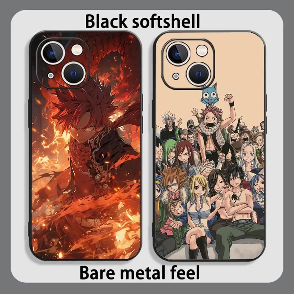 Fairy Tail hot blood Japan comic Phone Case For iPhone 17 16 15 14 13 12 Plus Mini Pro Max Soft black Shockproof Cover