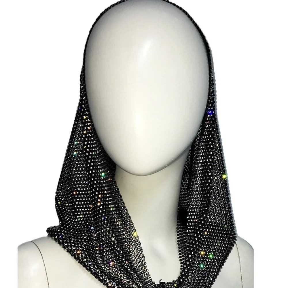Cappello a Rete con Strass Luccicanti, Trasparente, Regolabile, Stile Gotico, Traspirante, per Spiaggia