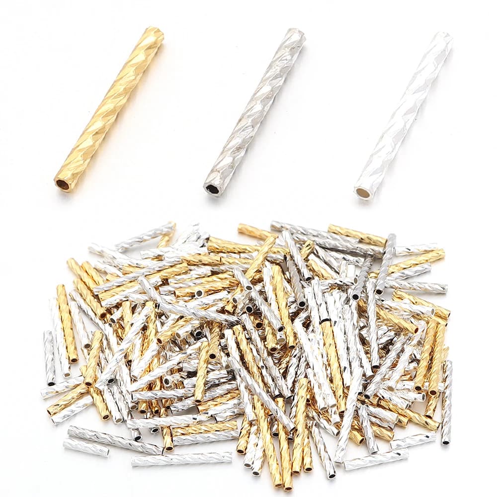 30pcs/lot Copper Twisted Tube Beads Cut Surface Loose Spacer Beads for DIY Bracelet Necklace Jewelry Making Connector Findings