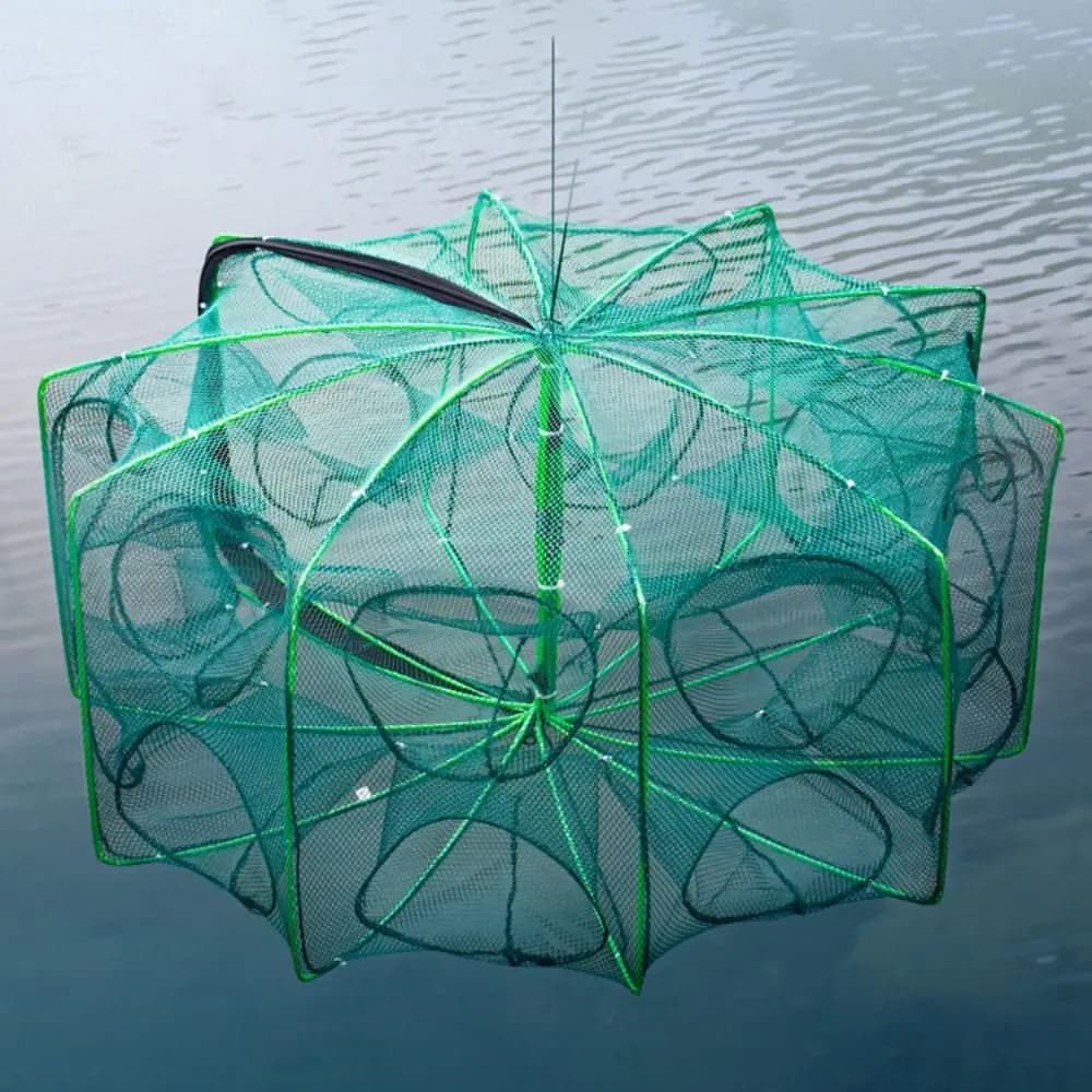 40 ~ 82 centimetri Rete Da Pesca Esagonale Ottagono Rete Da Pesca A Mano Rete In Nylon Verde Casting Reti Serbatoio Trappola Gabbia Maglia Strumento Durevole Pieghevole