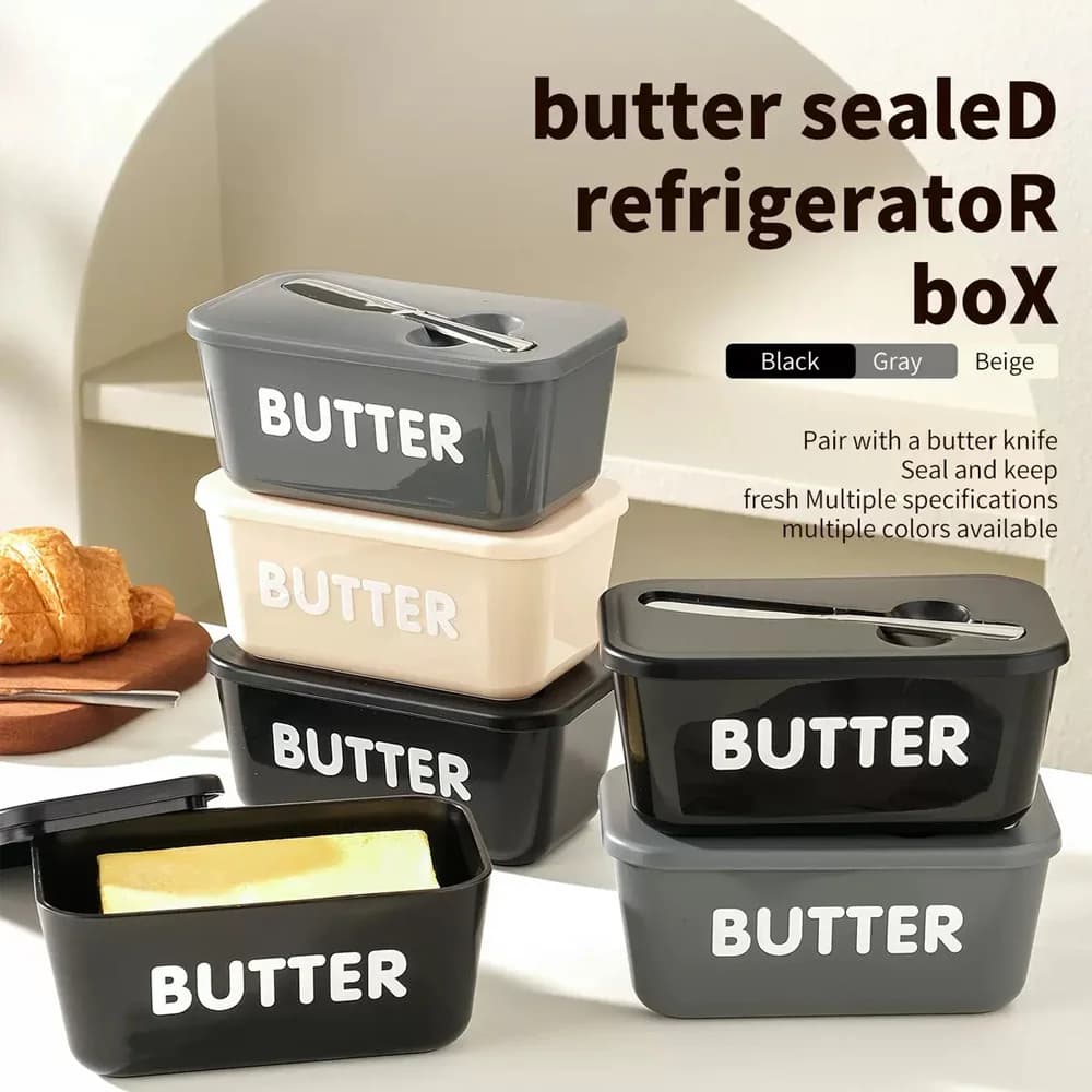 Store butter cheese with cutting knife Large airtight box for refrigerator Unavailable for home