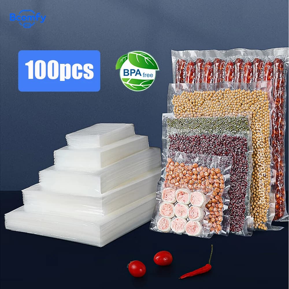 Sacchetti per imballaggio sottovuoto per alimenti 100 pezzi Sacchetti per imballaggio sottovuoto per alimenti per sigillatrice sottovuoto Borsa per sigillare alimenti più spessa per conservazione fresca