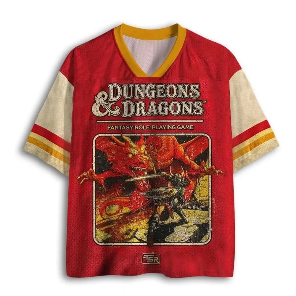 Retro Dragon Dungeon Sports Quick-drying Breathable 3D Print Men V-Neck T-Shirt Street Fashion Hip-Hop Y2K Parent-child Clothing