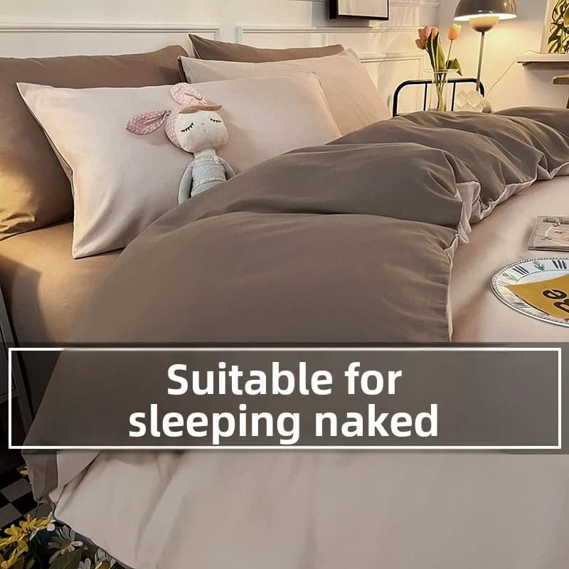 Set da letto in cotone a quattro pezzi, in puro cotone, lenzuolo, copripiumino, federa, modello lenzuolo