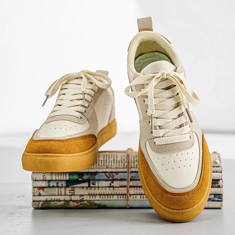 Men's Casual Classic sneakers, Fashion Skate Shoes with Laces, Breathable and Anti-slip for Daily Use