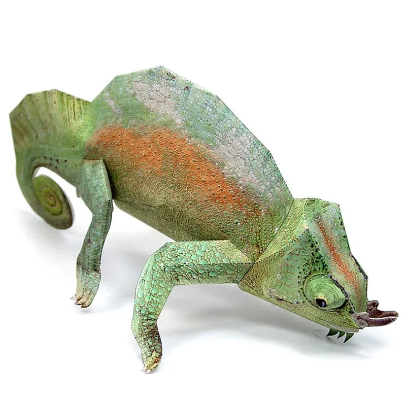 Chameleon Paper Model Realistic Animal Mini Cute Folding 3D Papercraft DIY Kids Adult Handmade Origami Art Craft Toys WE-039