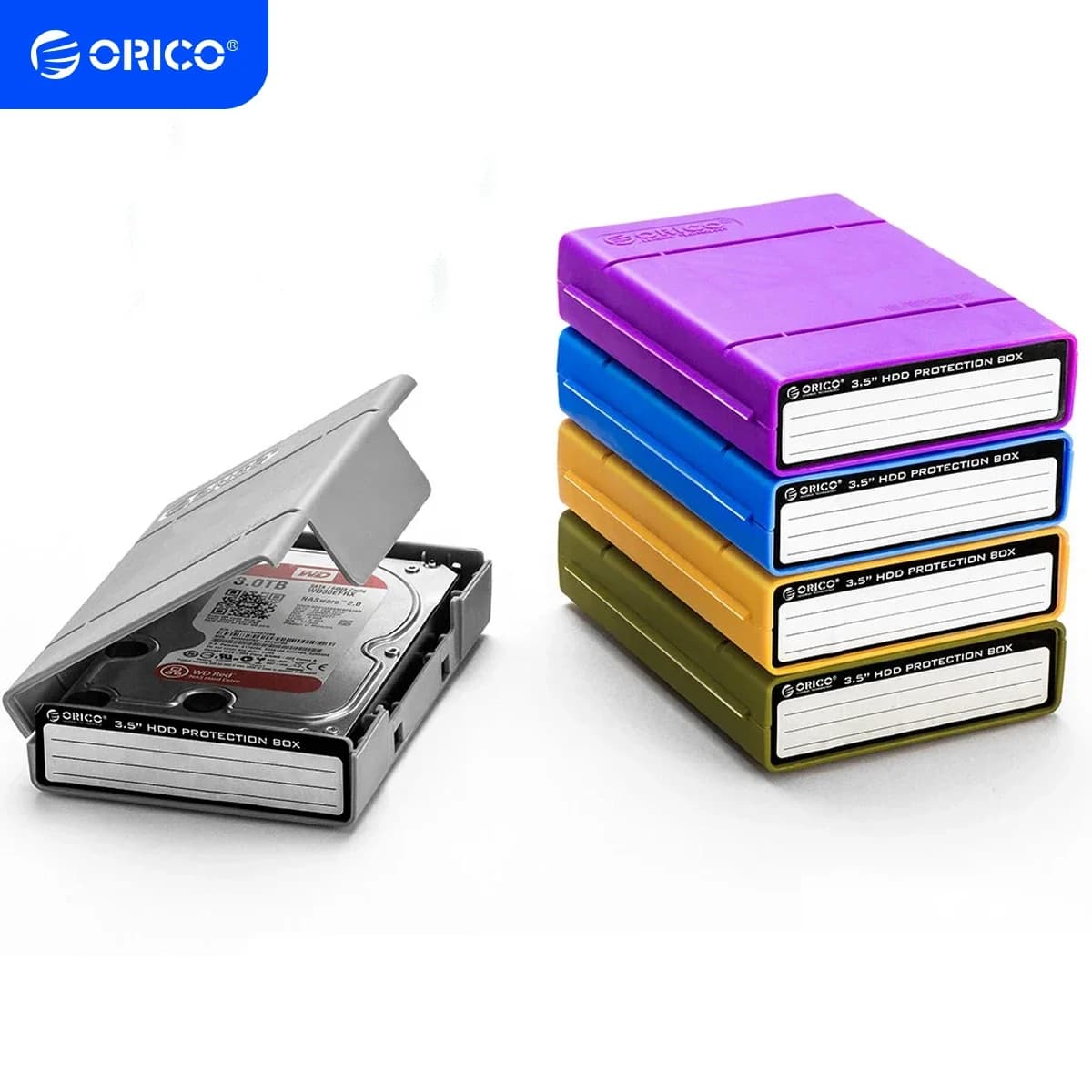 Custodia protettiva per disco rigido ORICO da 5 pollici da 3.5 pollici custodia per HDD esterna portatile con etichetta multi-disco per HDD