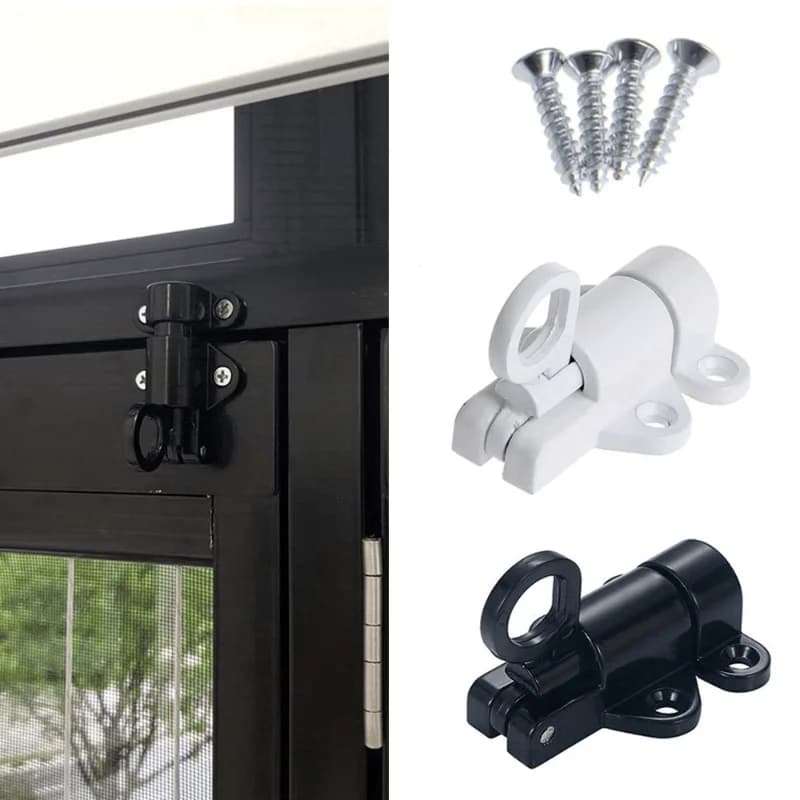 1SetHome Security Sliding Door Latch Alloy Spring Door Bolt with Pull Ring Window Gate Anti-Theft Hasp Lock Window Lock Security