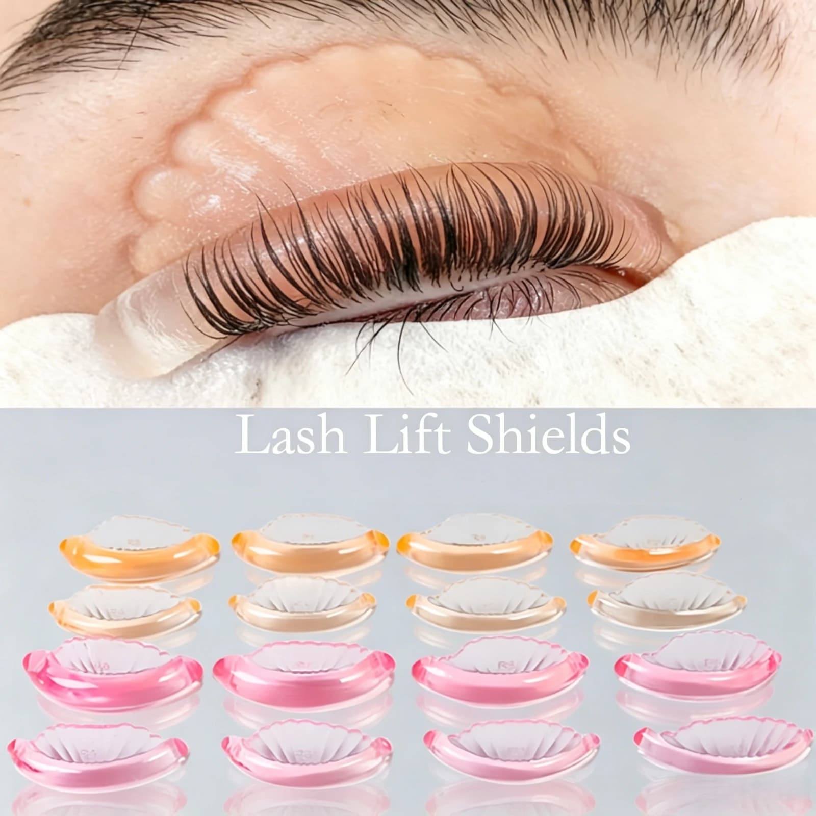 Lomansa 8 Pairs C Curl Free Glue Eyelash Perm Pads Sticky Lashes Rods Shield Lift 3D Eyelash Curler Accessories Makeup Tools