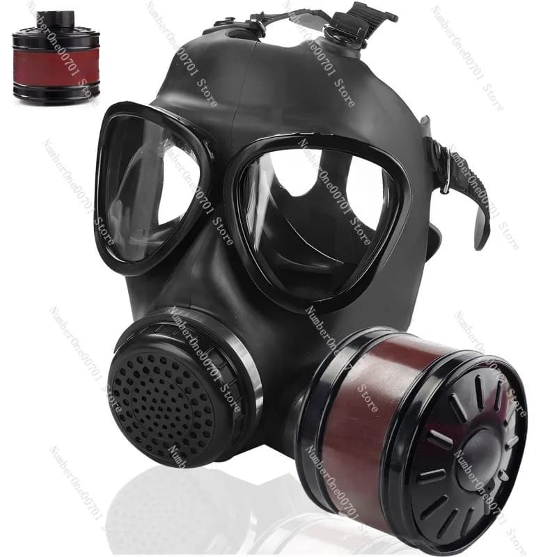 Integrated Gas Mask Type 87, Rubber Chemical Protection Mask with Smoke and Toxins Filter, Emergency Breather for Firefighters