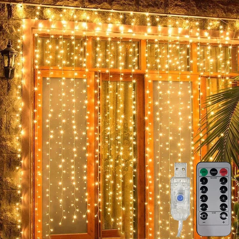 USB Curtain LED String Lights 8 Modes Christmas New Year Party Lights Holiday House Wedding Birthday Party Room Decor Aesthetic