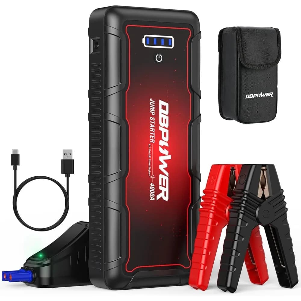 DBPOWER Jump Starter 4000A Peak 88,8Wh Avviatore portatile per auto (fino a tutti i motori diesel a gas/10 litri) Confezione booster batteria automatica 12V