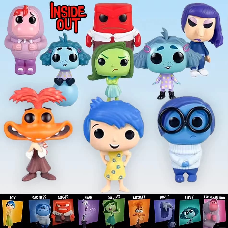 9 Stili di Action Figure del Film d'Animazione Inside Out 2, Modelli di Gioia, Ansia, Rabbia, Tristezza, Disgusto, Paura, Statuette Regalo per Bambini