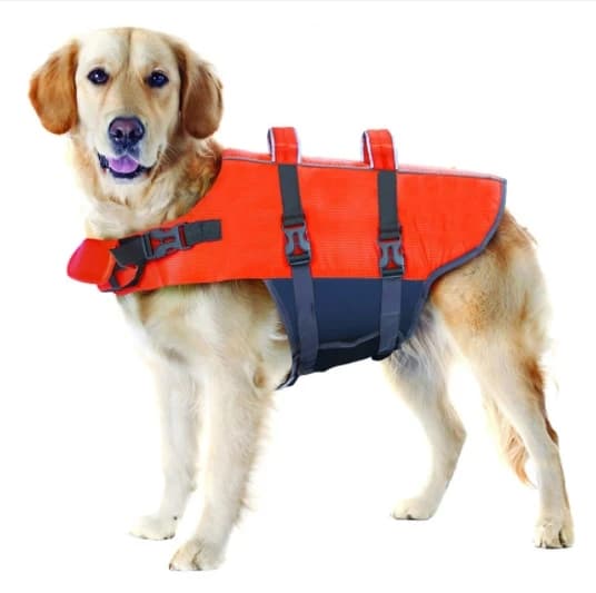 LLS Ripstop Giubbotto salvataggio per cani arancione per cani di piccola taglia media e grande Gilet da nuoto per cani da barca