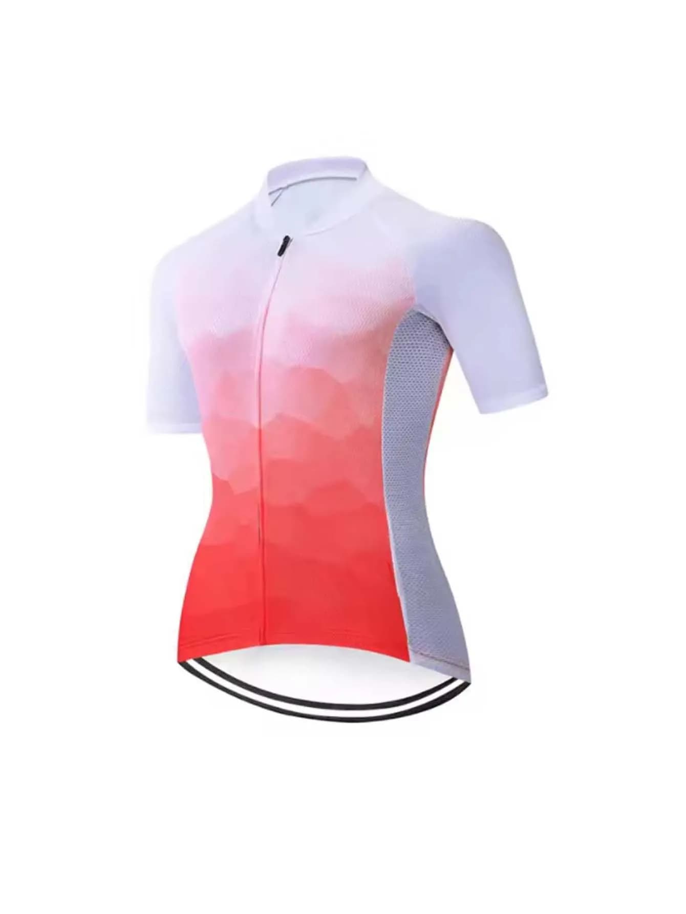 Women‘s Short Sleeve Cycling Jersey, Full Zip Crewneck Breathable Quick Dry Lightweight Bike Top