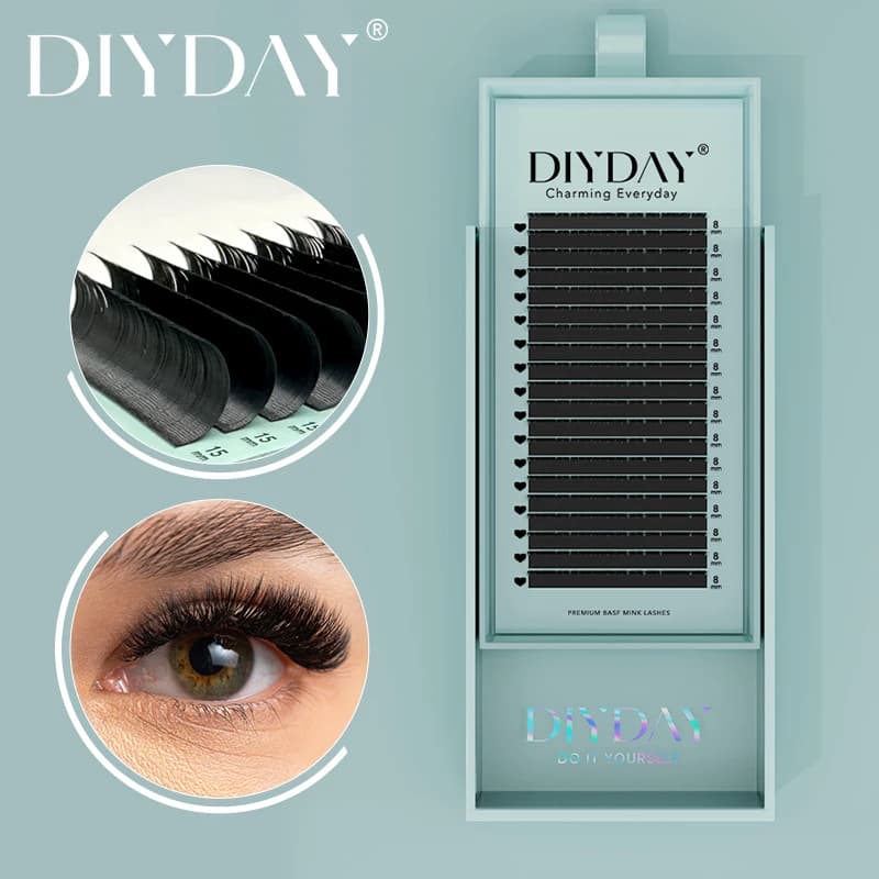 DIYDAY Extended individual eyelashes Length Long Extensions Classic eyelashes Trays Faux mink soft black matt wholesale