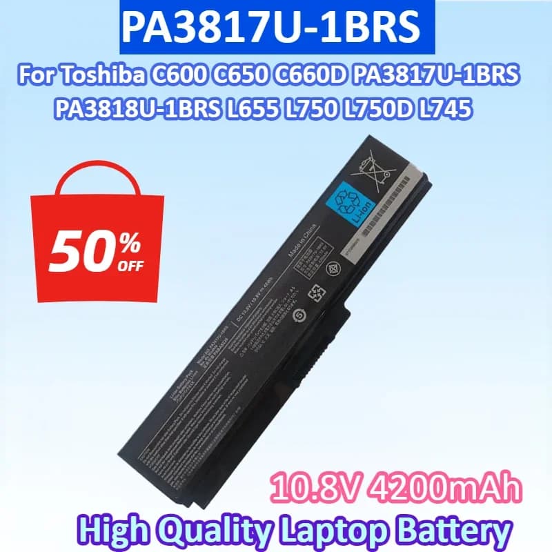 Batteria per Laptop PA3817U-1BRS 10.8V 4200mAh per Toshiba Satellite C600 C650 C660D PA3817U-1BRS PA3818U-1BRS L655 L750 L750D L745