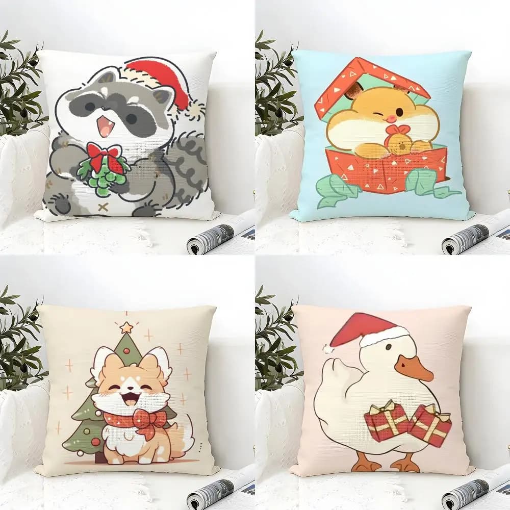 Fodera per cuscino con animali divertenti su Internet, in cotone e lino, con cerniera quadrata, decorativa per la casa, per soggiorno