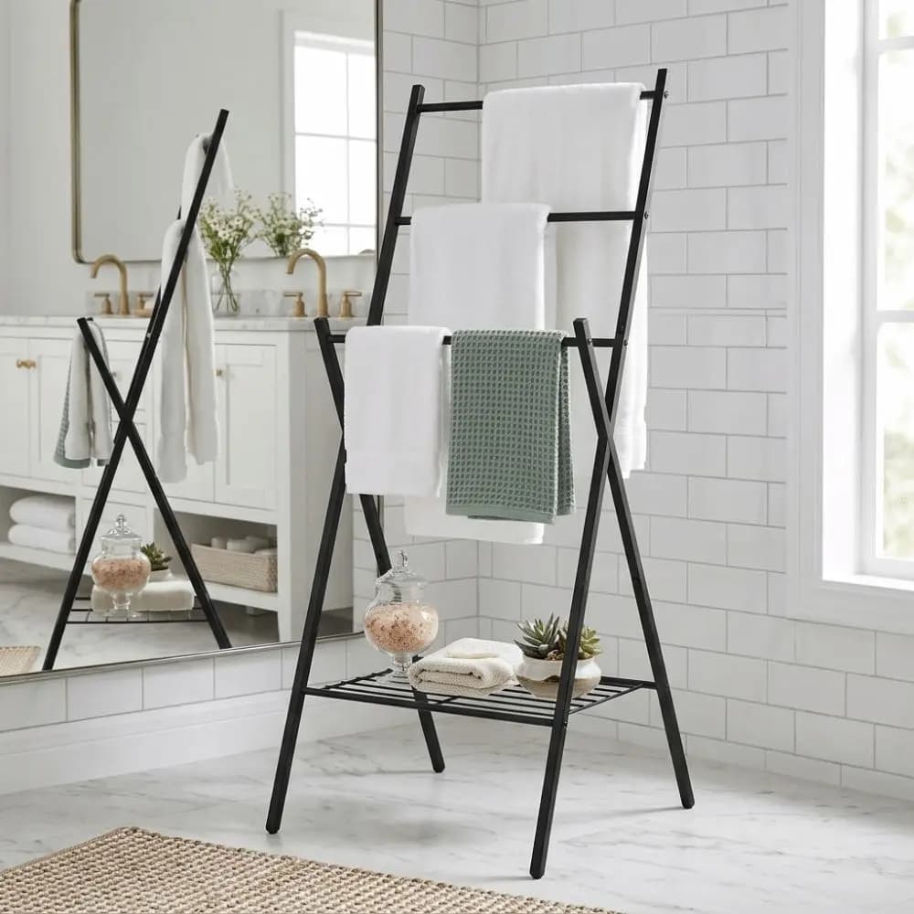 Foldable Structure Foldable Towel Drying Rack Multi-rod Design Space Saving Multi-purpose Storage Organizer Large Capacity