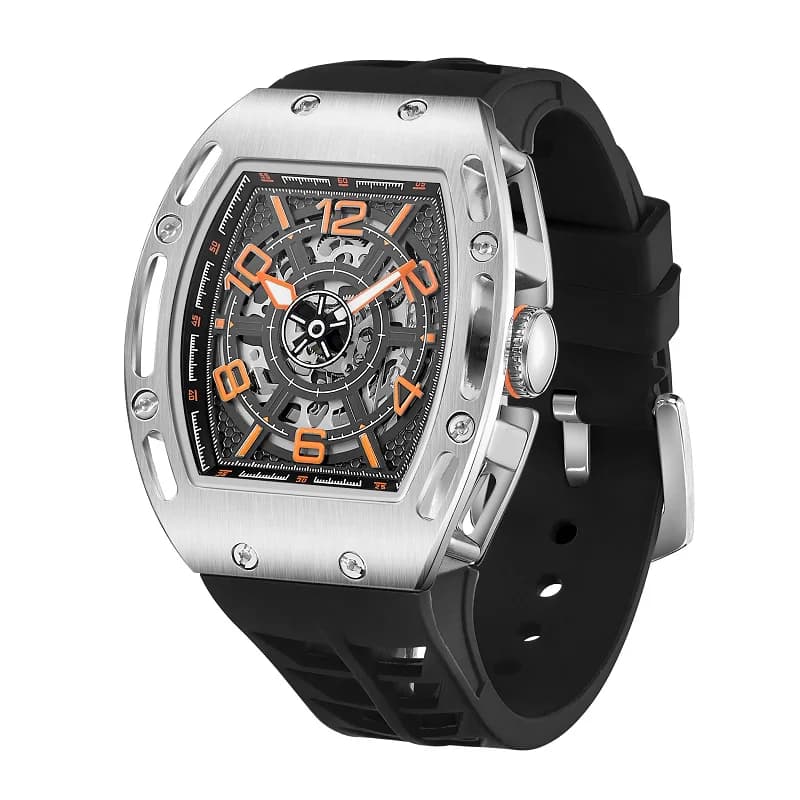 Luxury Skeleton Men's Watch High Quality Waterproof Luminous Men's Wrist Watch Rubber Strap Men's Quartz Watches Sports Watch