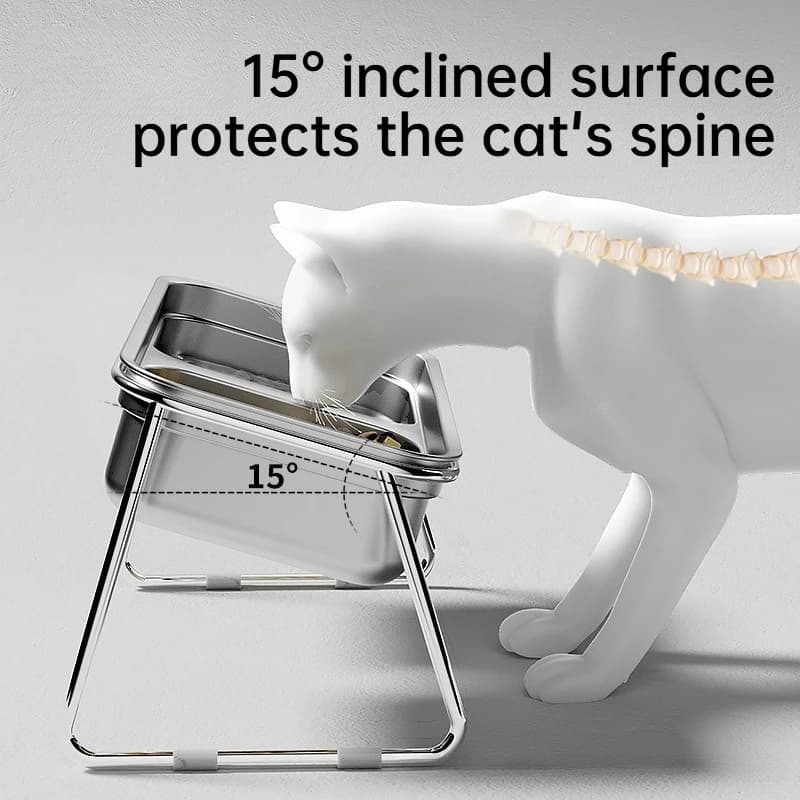 Ciotola per Gatti in Acciaio Inox 304 Anti-Ribaltamento, Contenitore per Cibo per Animali Domestici, Ciotola Antisgocciolamento per Gatti, Prodotti per Animali Domestici, Ciotola per Acqua e Cibo
