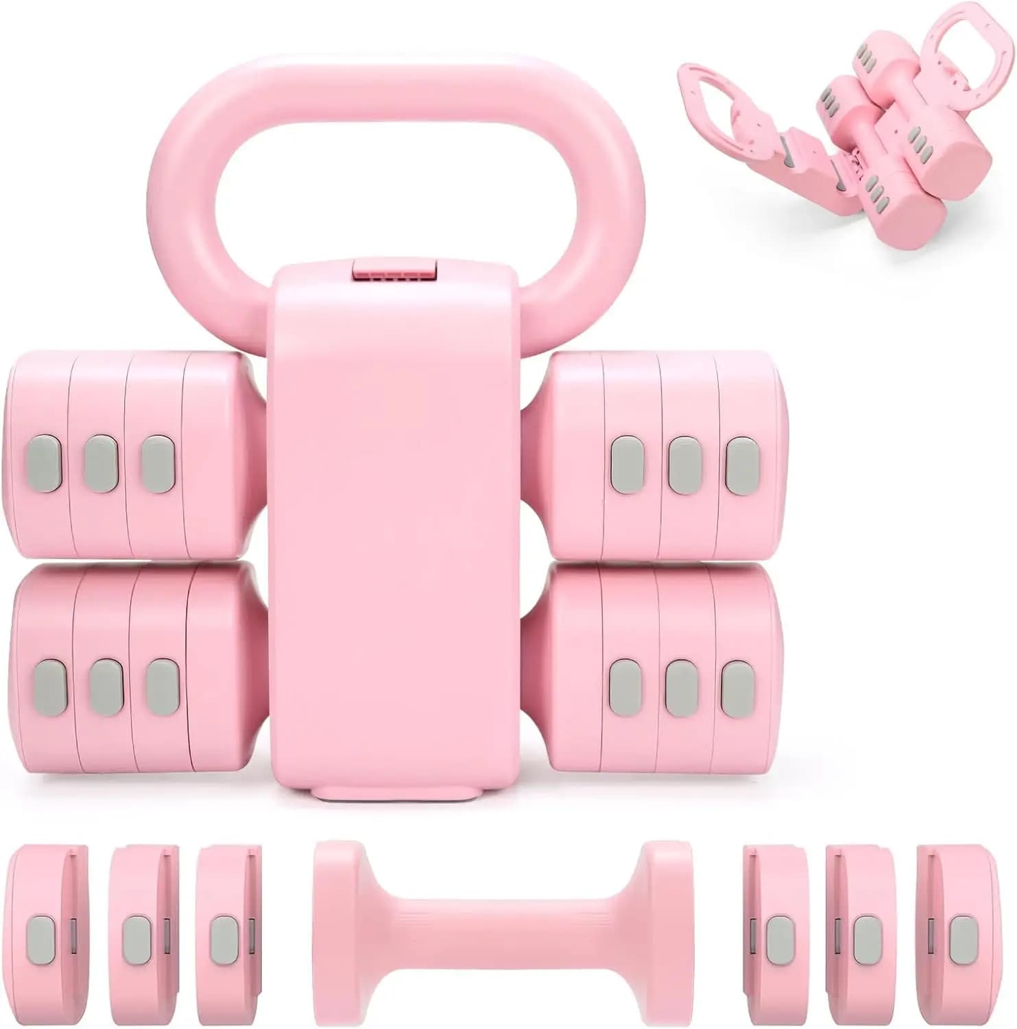 Set of Kettlebell and Adjustable Manubri 2-in-1, Quick Change Weights for Female Domestic Training