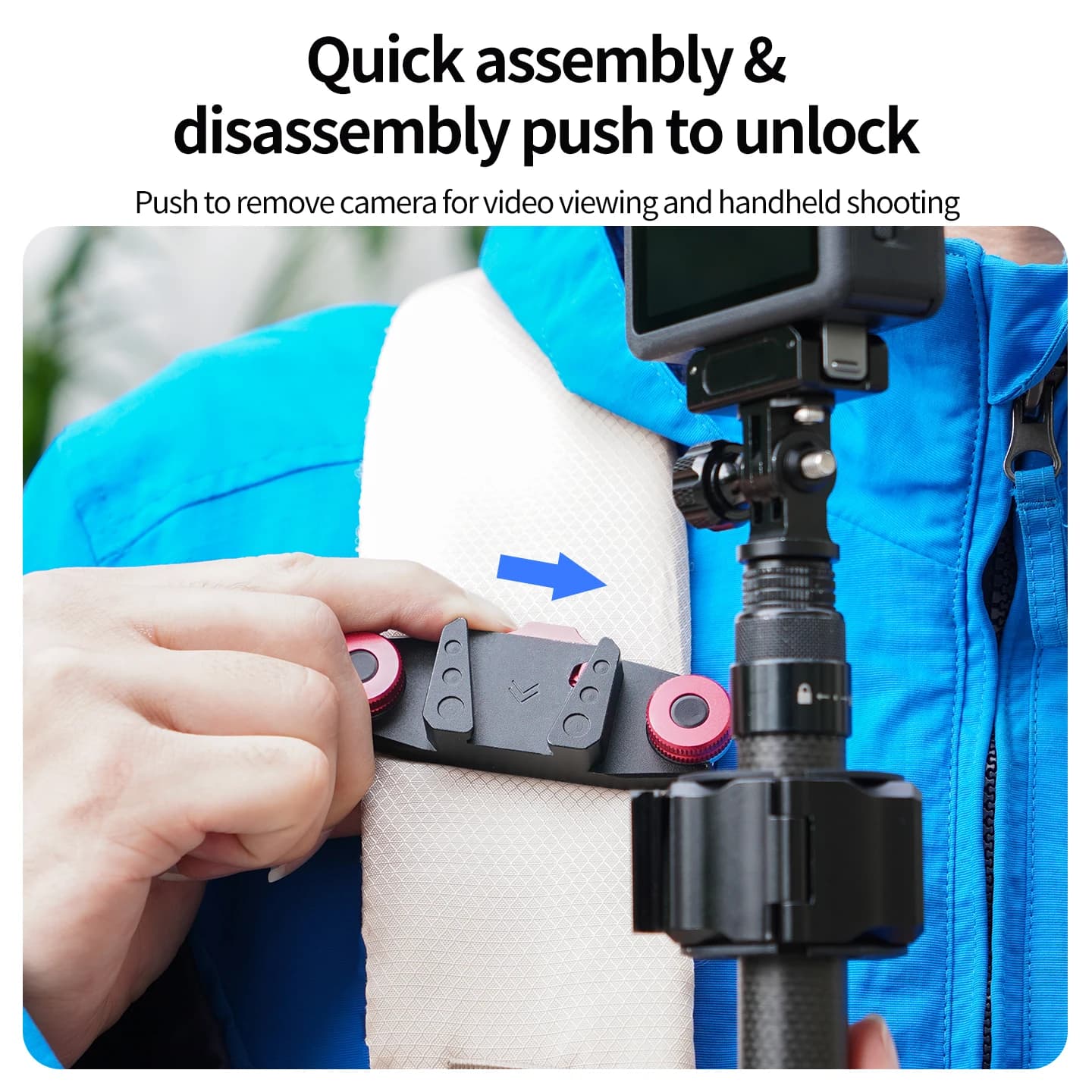 19-30mm Replaceable Gasket Selfie Stick Holder for Insta360 X5 ACE Pro2 GoPro 13 DJI Action 6 Backpack Shoulder Strap Hands Free