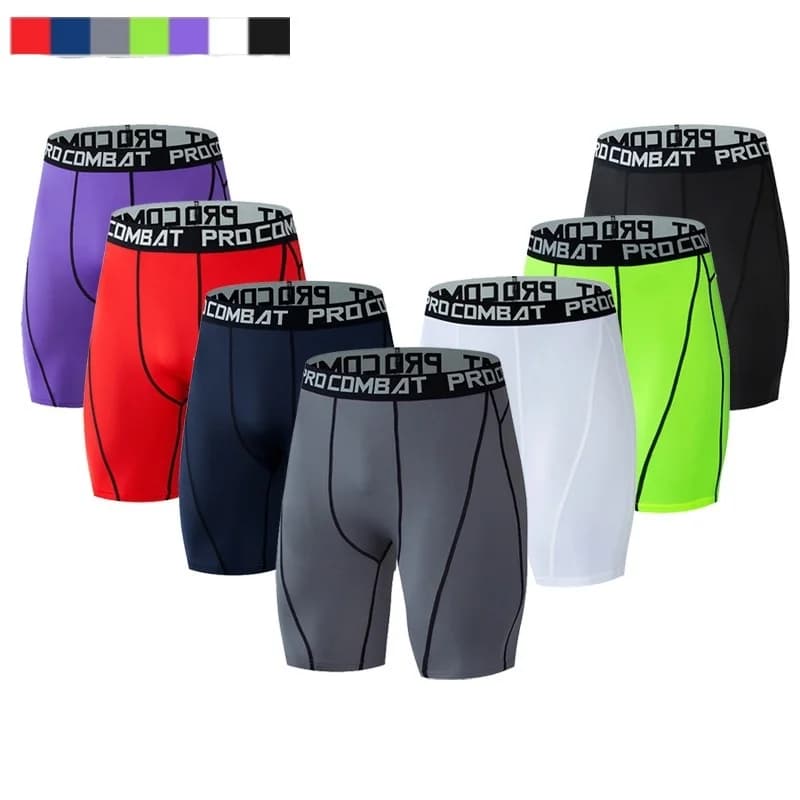 Men Fitness Compression Shorts Running Training Sport Shorts Tight Breathable Quick-drying Stretch Shorts Letter Belt Gym Shorts