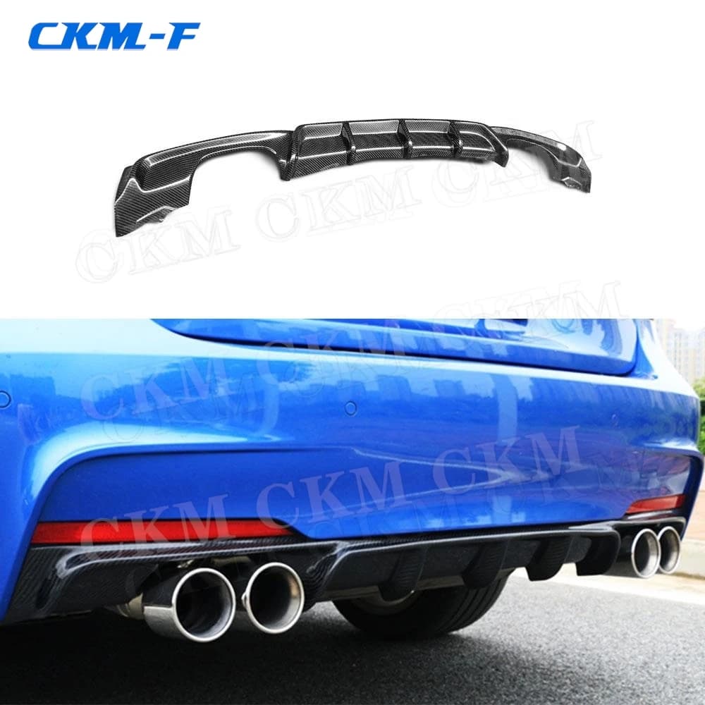 Carbon Fiber Rear Diffuser for BMW Series 3 F30 F35 M-sport 2012-2018, bumper protection with Shark Pine fins