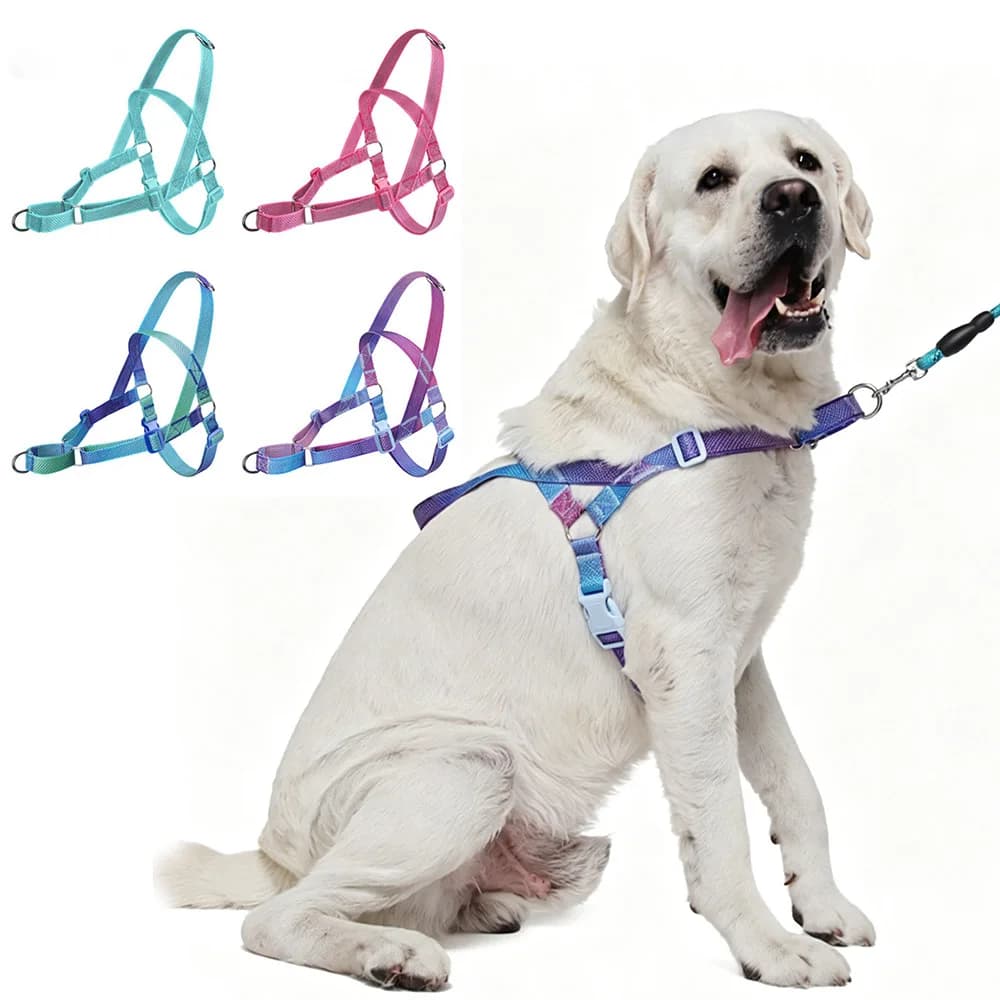 Star Reflective Dot Woven Dog Harness Durable No Pull Martingale Pet Chest Harness For Medium Large Dog Outdoor Training Walking