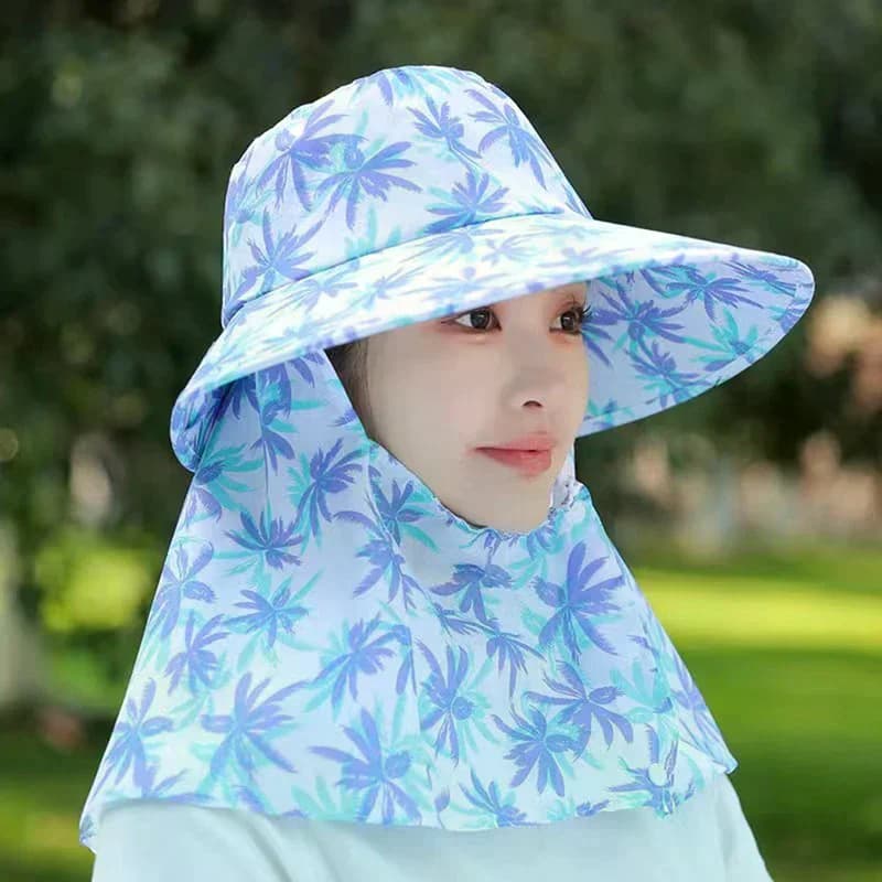 Sun Hat Woman Summer Women's UV Protection Cap Outdoor Travel Cycling Face Mask Hat Shawl Hats Windproof Removable Tea Picking