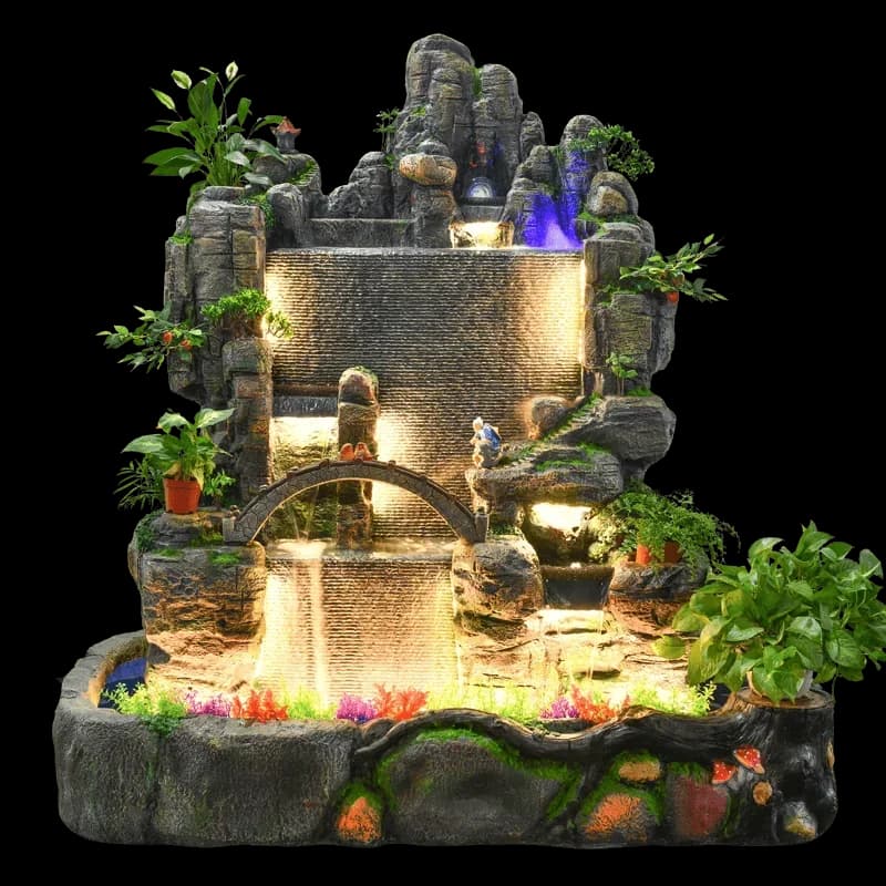Fontana di acqua corrente rocciosa, acqua circolante, ornamento, laghetto per pesci, paesaggio, azienda, ufficio, umidificatore, soggiorno