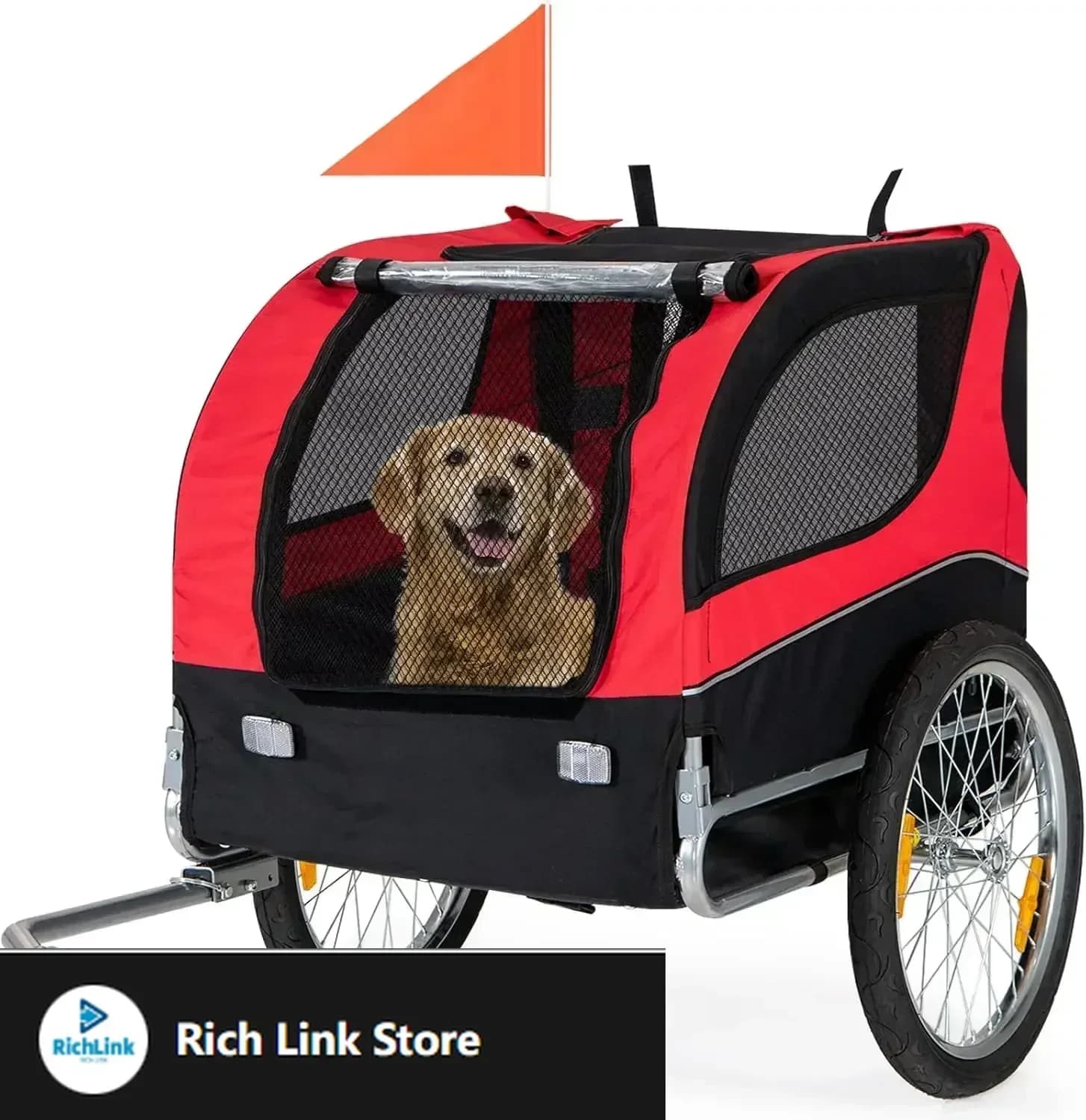Rimorchio per cani da bicicletta in offerta, rimorchio da carico per bici, carrello per animali domestici con 3 porte, ruote in alluminio, pieghevole.
