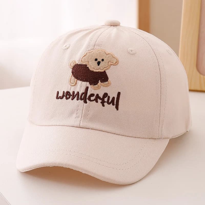 Children's Korean-style gentle-style teddy bear patchwork doll, wonderful embroidered baseball cap - suitable for outdoor outing