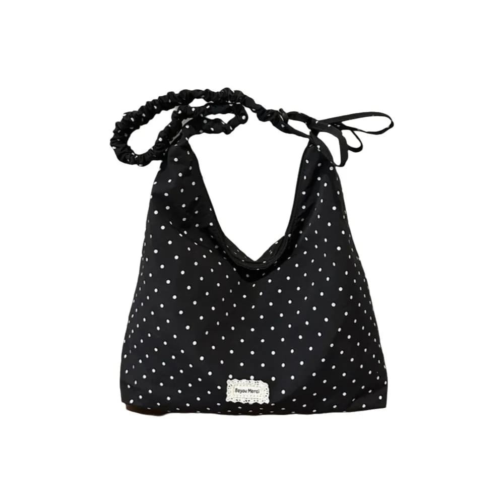 Versatile Ruched Handle Polka Dot Shoulder Bag Large Capacity Korean Style Tote Bag Hobo Bag Lightweight Women Handbag Women