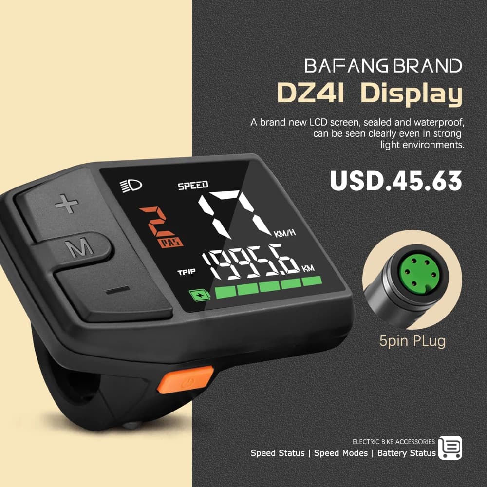 Ebike DZ41 Display Small Size Mini Display For BAFANG Wheel Hub Motor Electric Bicycle CAN/UART Protocol 5PIN Female Connector
