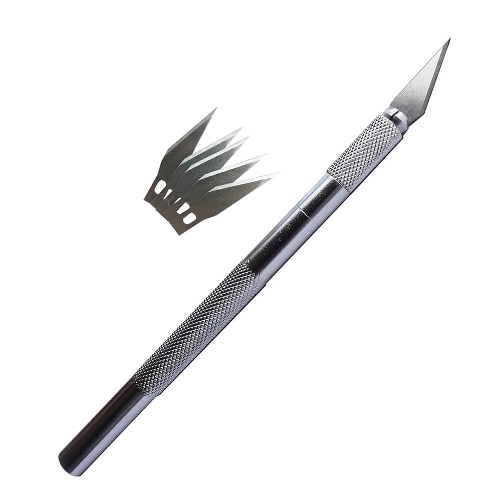 Coltello da intaglio con lama da 5 pezzi taglierina per carta pellicola per telefono cellulare modello di taglio strumento di montaggio coltello da intaglio con guarnizione in gomma E26