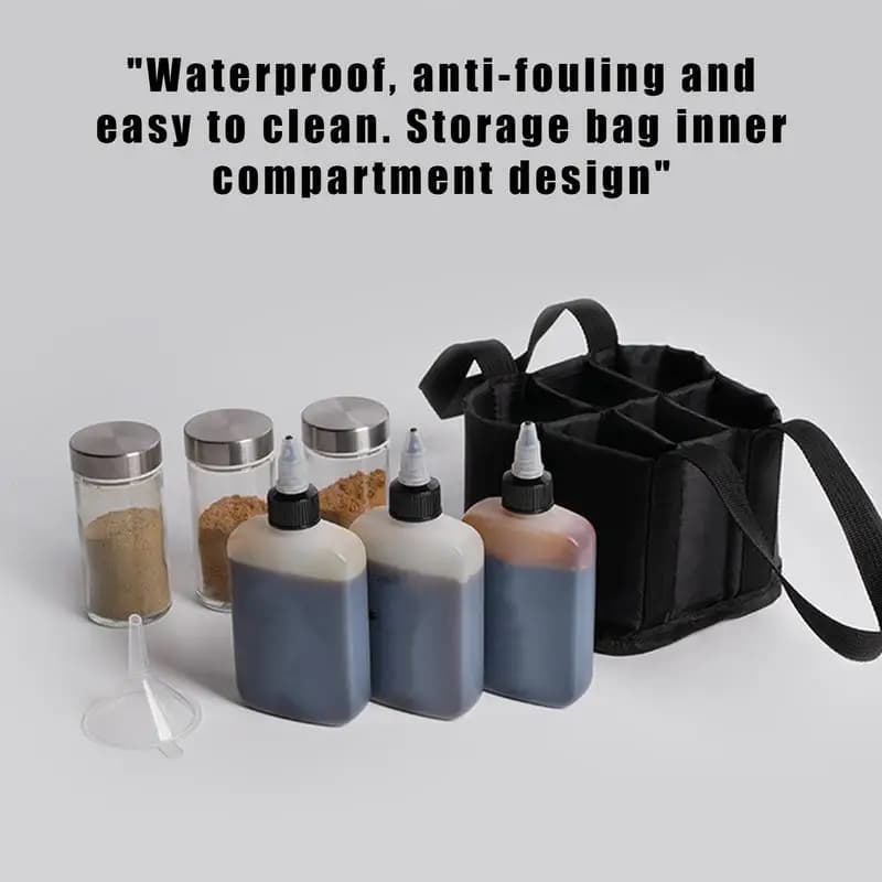 Dispenser di condimenti da campeggio all'aperto Contenitori per spezie Barattolo di condimento da campeggio Set di kit di spezie da campeggio con custodia da viaggio