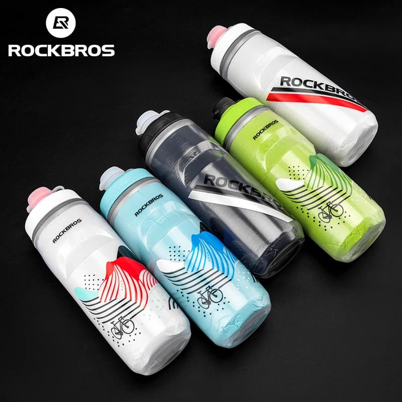 ROCKBROS Borraccia da ciclismo Borraccia termica in silicone isolata per acqua fredda Fitness Bicicletta da esterno Bollitore portatile da 620 ml