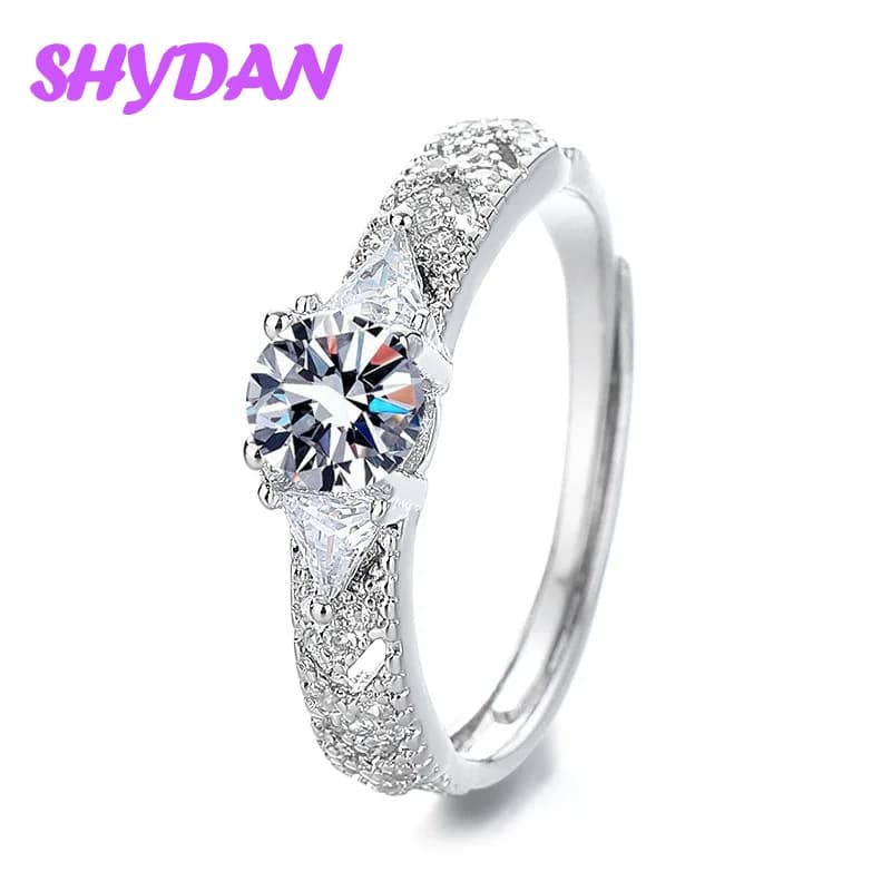 SHYDAN 925 Sterling Silver Wheat Eight Hearts Eight Arrows Imitation Moissanite Ring For Women Fashion Jewelry