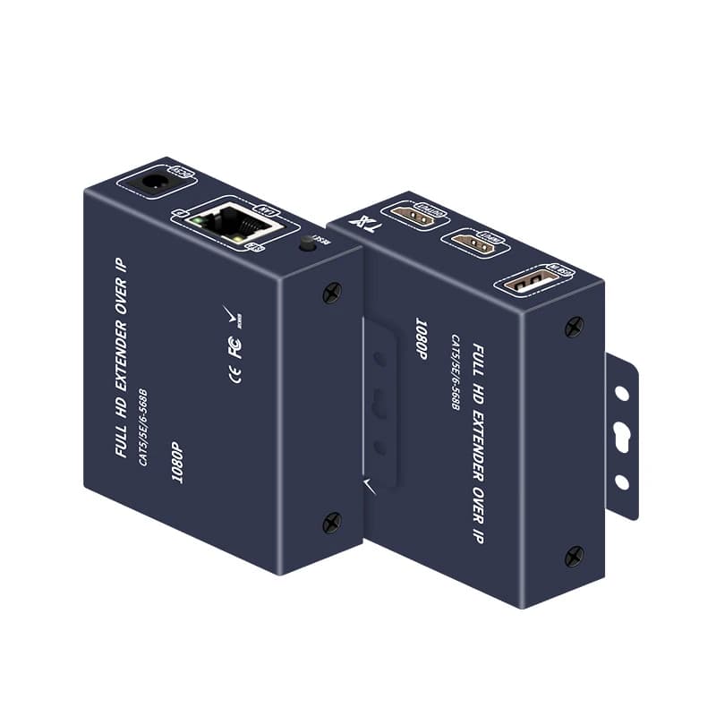 Extender KVM HDMI 1080p 60m 200m with RJ45 port, Ethernet cable Cat6, transmitter and receiver Audio Video, Keyboard and Mouse support
