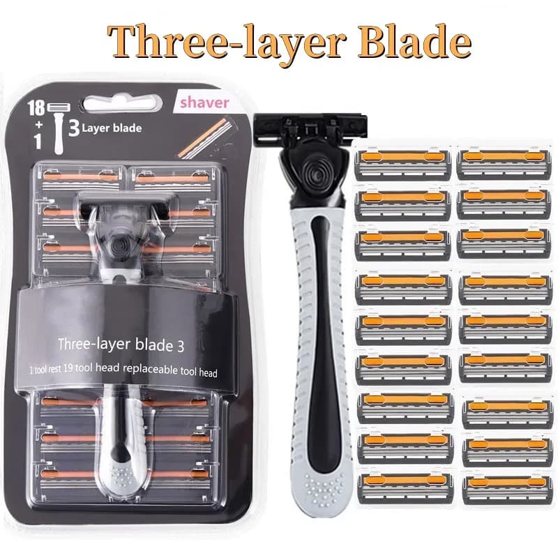 Razor Brand New Design Man Shaving Razor Three Layered Razor Reusable Blade Imported Change Head Multi-Tool