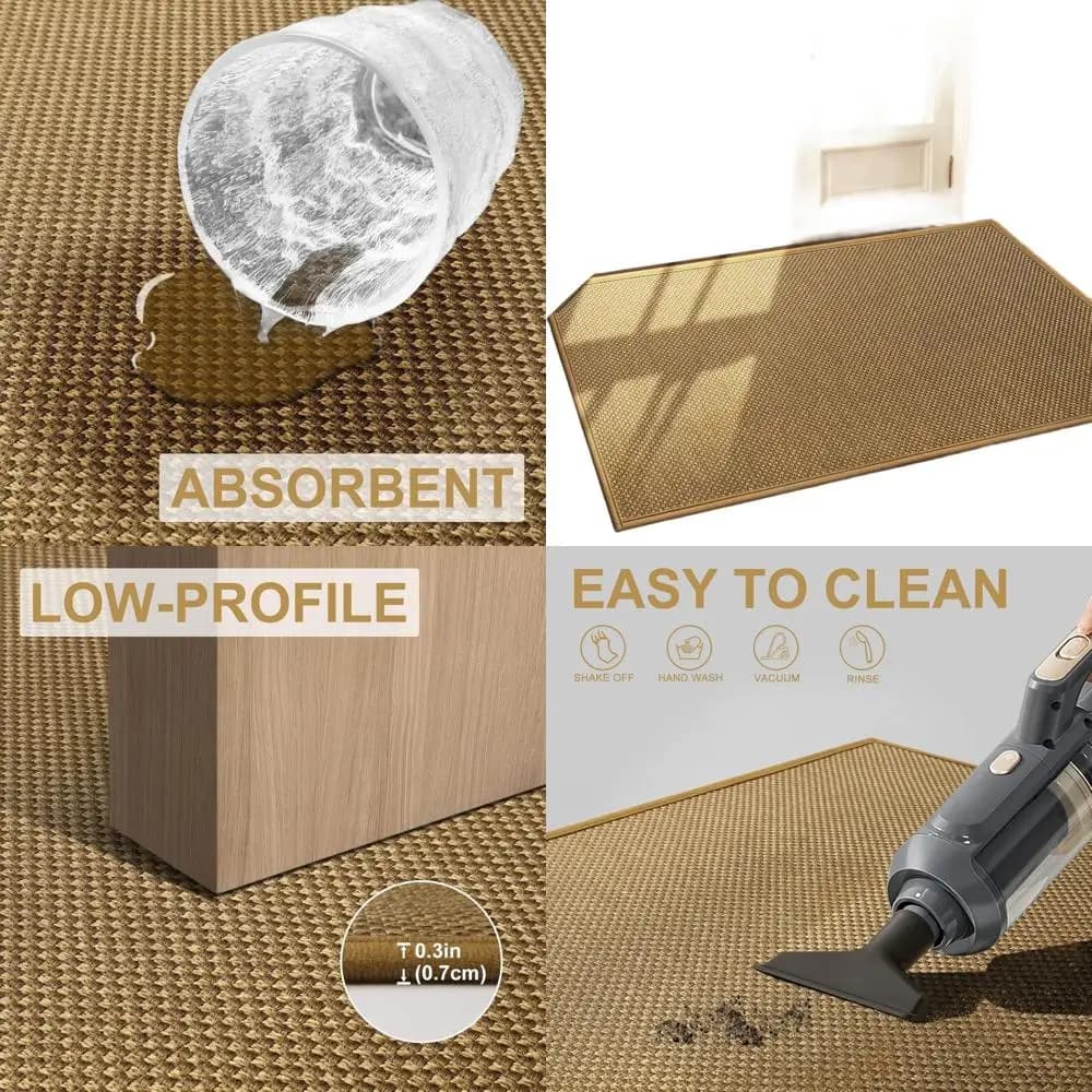 Internal Entry Mat 36x59, Anti-slip, with Rubber Base, Washable, Absorbent, Low Profile, Light Brown