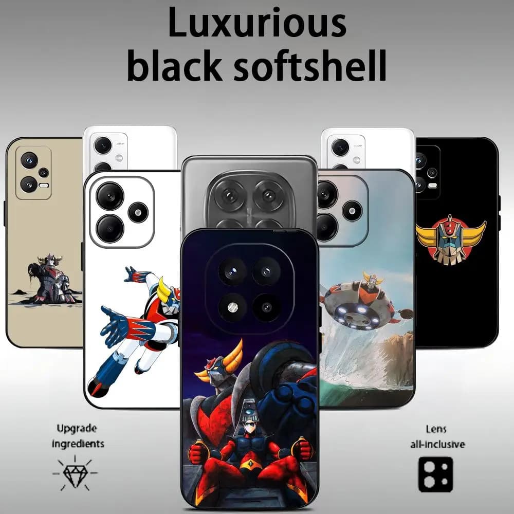 UFO Robot G-Goldoraes Phone Case For Xiaomi Redmi Note 14 13 12 11 Pro Plus S 5G 4G Soft Black Phone Cover