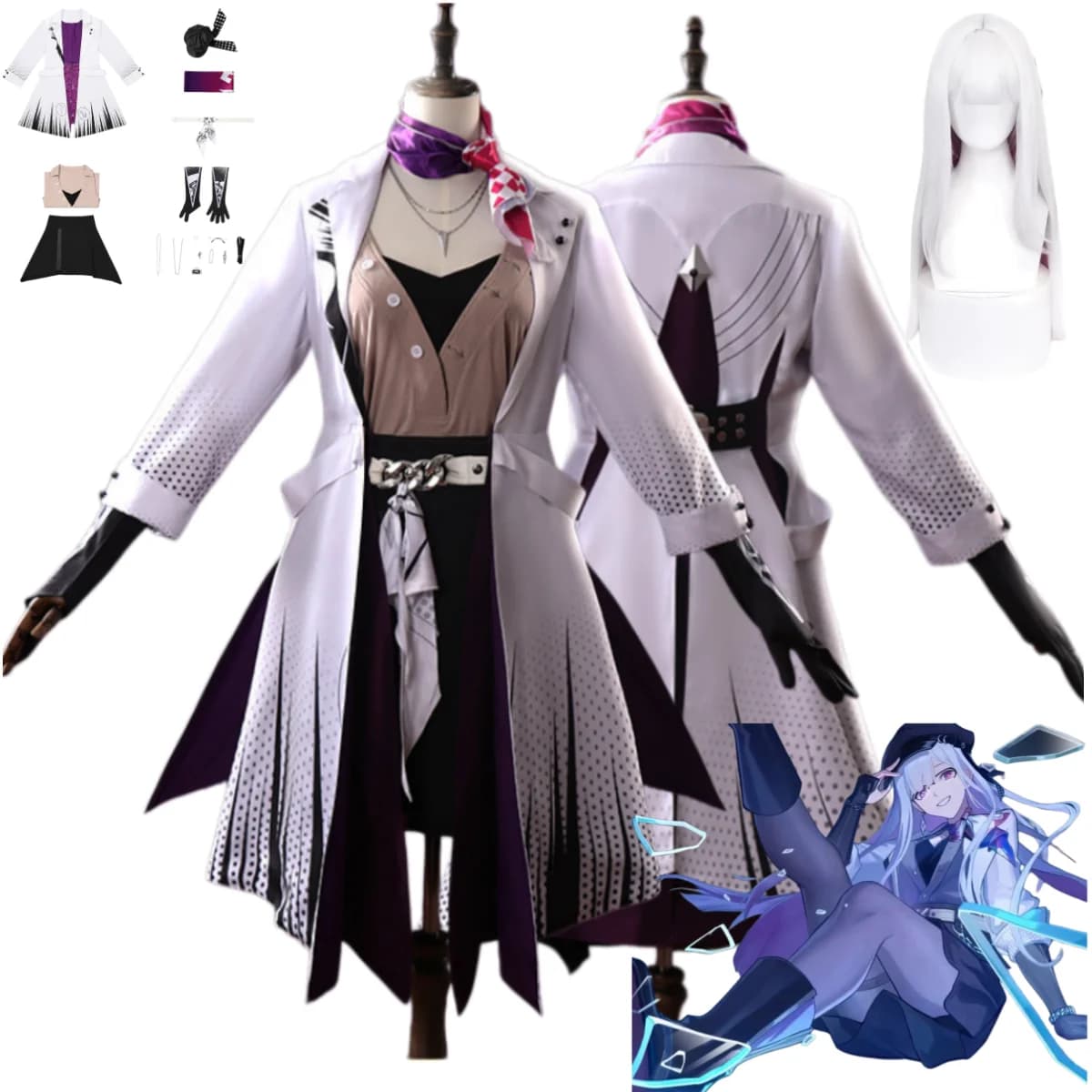 Anime Game Honkai：Star Rail Nihilux Cosplay Costume White Cloak Coat Uniform Full Set Wig Woman Sexy Carnival Party Suit