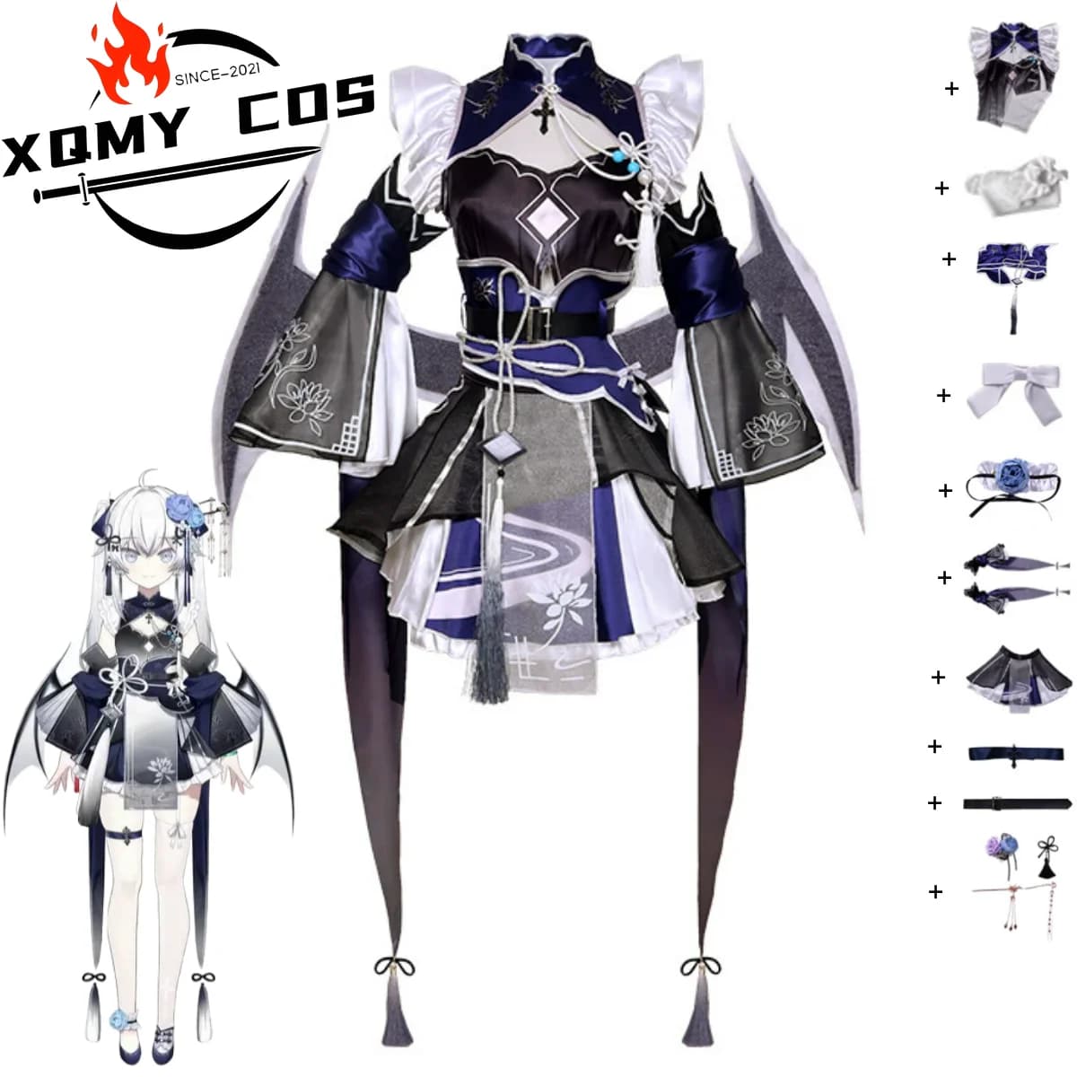 XQVirtual YouTuber Higashi Yukihasu Costume Cosplay Blanche Fleur Fan Uniforme Commemorativa Sexy Gonna Stile Cinese Vestito Sveglio