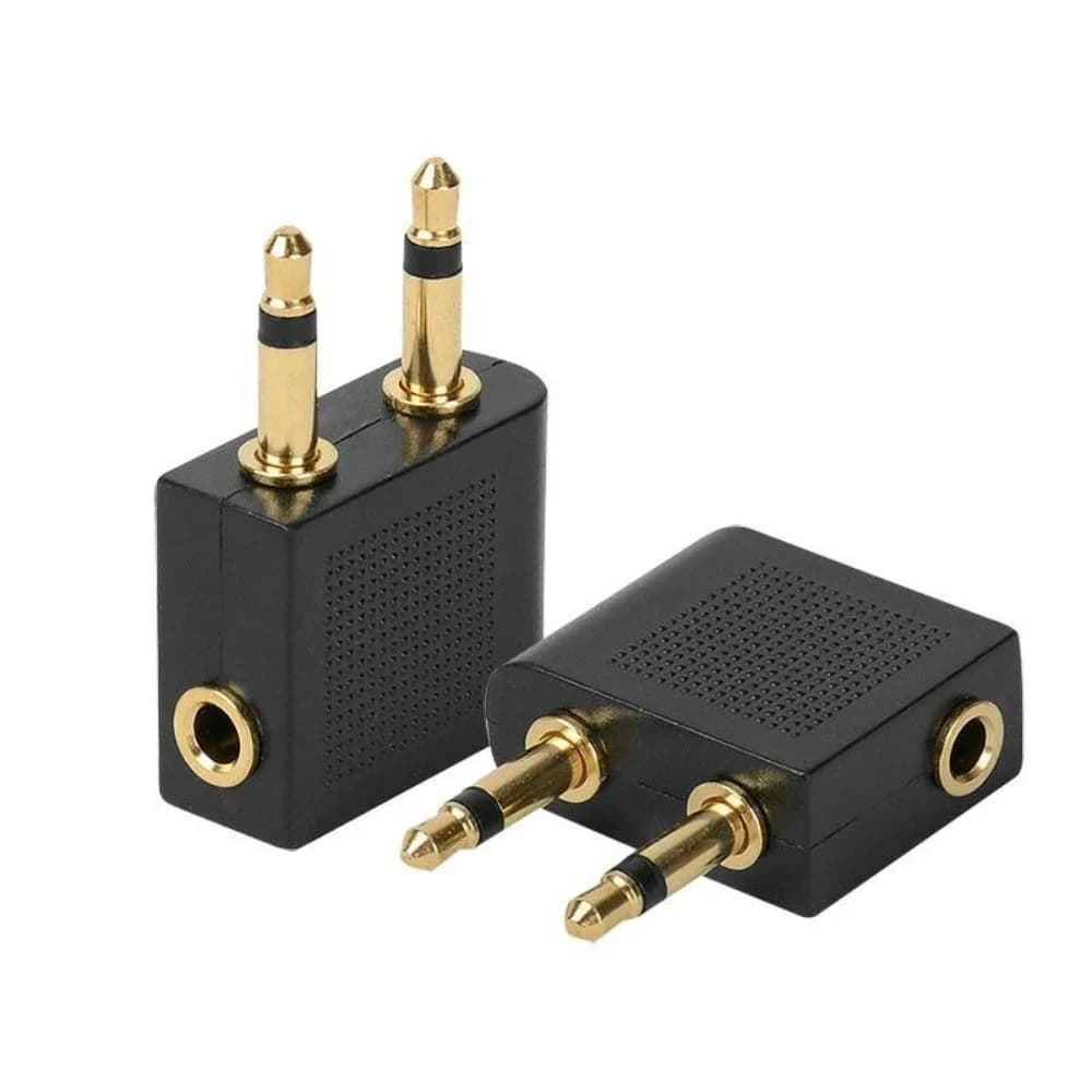 Gold Plated 3.5mm Airplane Travel Headphone Adapter 1 Female to 2 Male Audio Jack Converter for In‑Flight Entertainment System