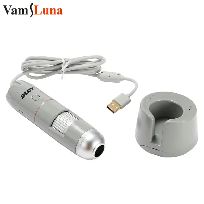 HT-B30S Portable Microscope for Hair & Headset with 5-200X magnification - 2MP HD Dermatoscope with OTG for Smartphone - Portable Cutaneous Analyzer