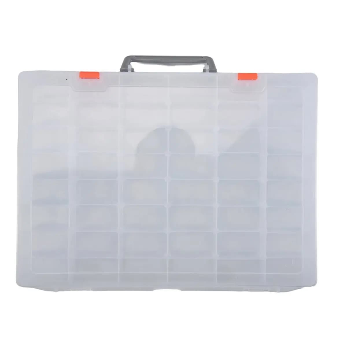 2x Large Plastic Organizer Box with 48 Adjustable Parts and Dividers, Craftsmanship Box, Equipment Box, Transparent