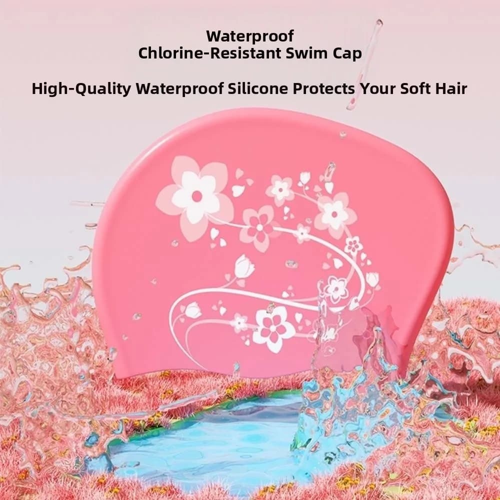 Elastic Flower Swim Headgear Soft Thicken Design Floral Diving Hat Solid Color Anti-cold Snorkeling Cap Protecting Hair